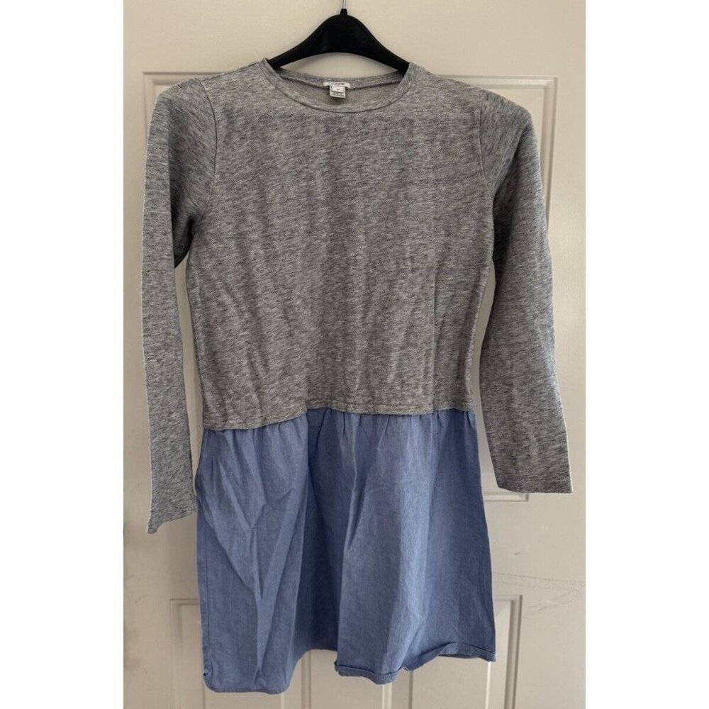 J. Crew Size Medium Mixed Media Dress Knit Chambray Gray Blue K4167